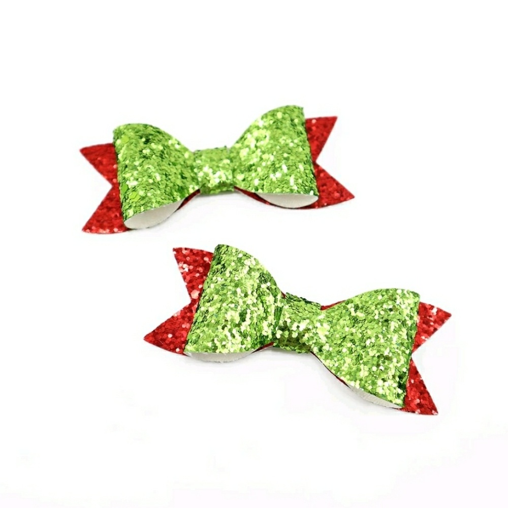 Glitter Leather Christmas Hairbow